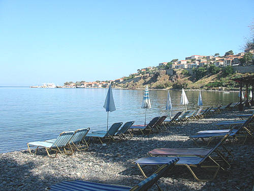The main beach of Molivos (Mithymna)